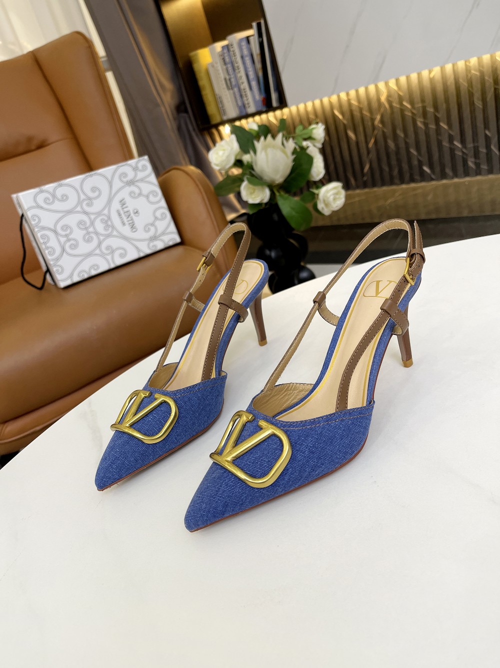 VALENTINO VLOGO SIGNATURE SLINGBACK PUMP BLUE 2W2S0R01TMK