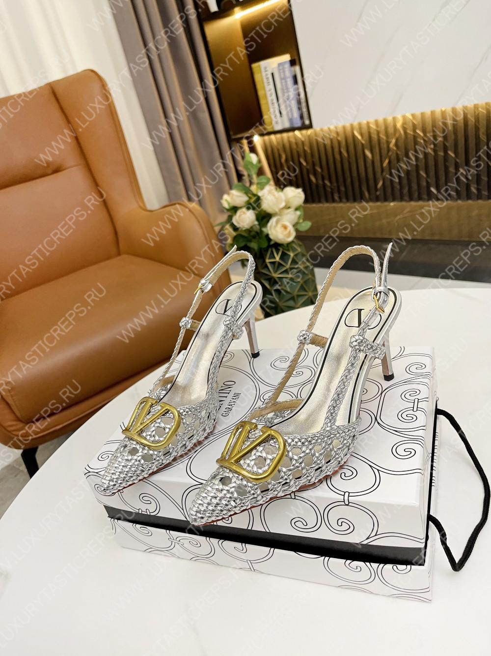 VALENTINO VLOGO SIGNATURE SLINGBACK PUMP SILVER 2W2S0R01TMK