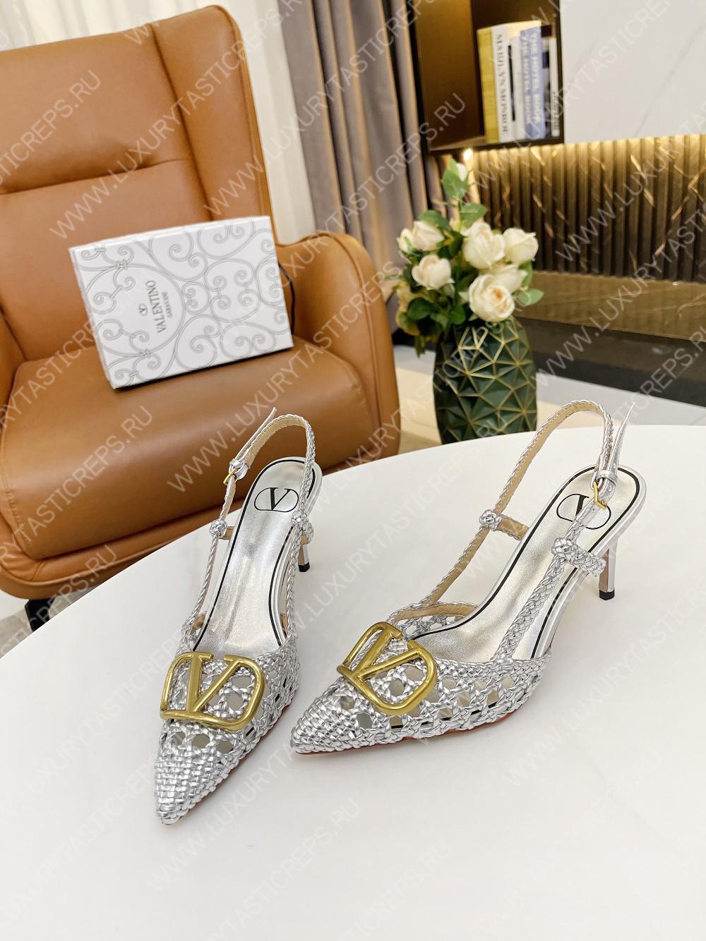 VALENTINO VLOGO SIGNATURE SLINGBACK PUMP SILVER 2W2S0R01TMK