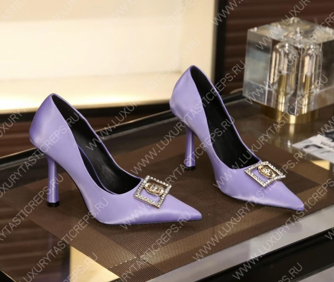 VERSACE SATIN LA MEDUSA PUMPS 110 PURPLE 1001207