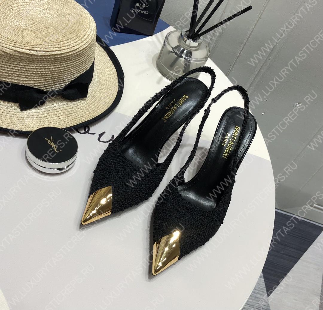 YVES SAINT LAURENT KISS SLINGBACK PUMPS BLACK 7315201TV001000