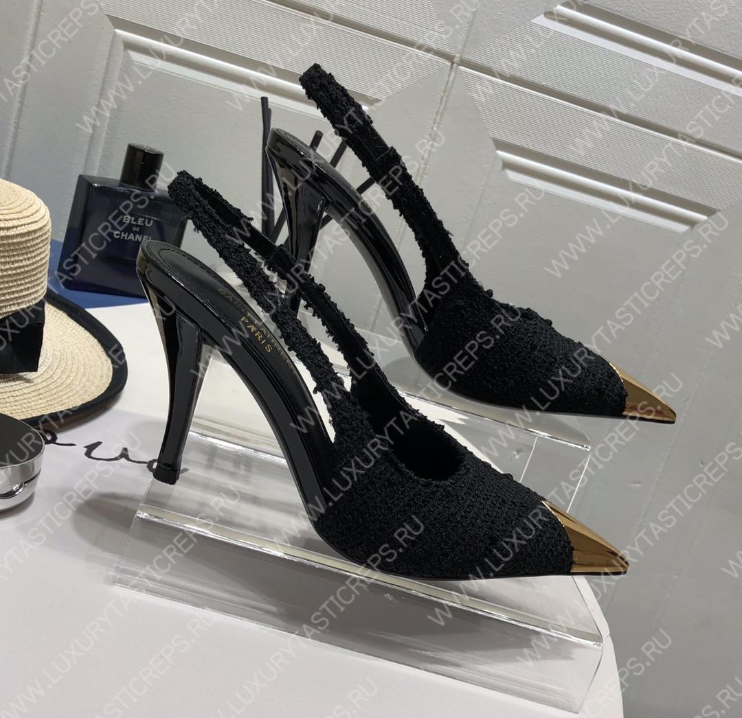 YVES SAINT LAURENT KISS SLINGBACK PUMPS BLACK 7315201TV001000