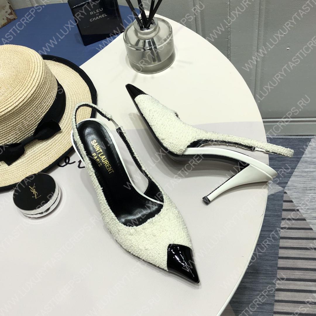 YVES SAINT LAURENT KISS SLINGBACK PUMPS WHITE 7315201TV001000