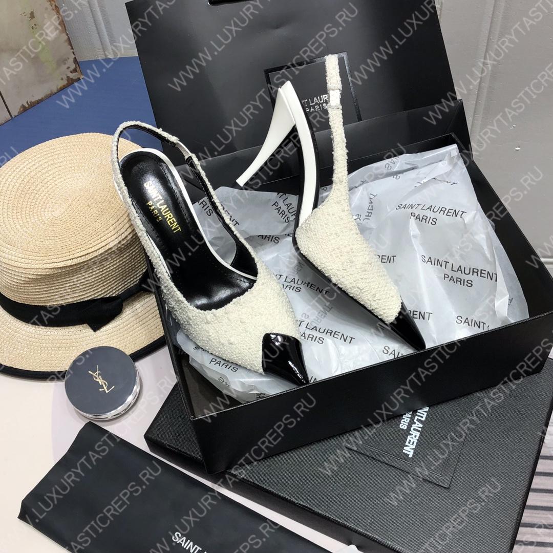 YVES SAINT LAURENT KISS SLINGBACK PUMPS WHITE 7315201TV001000