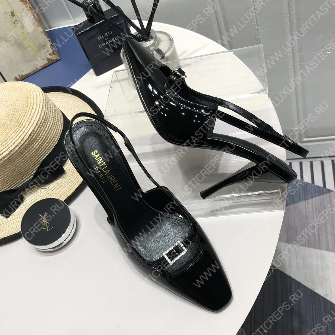 YVES SAINT LAURENT BLADE SLINGBACK PUMPS BLACK 660540AKPNN1000