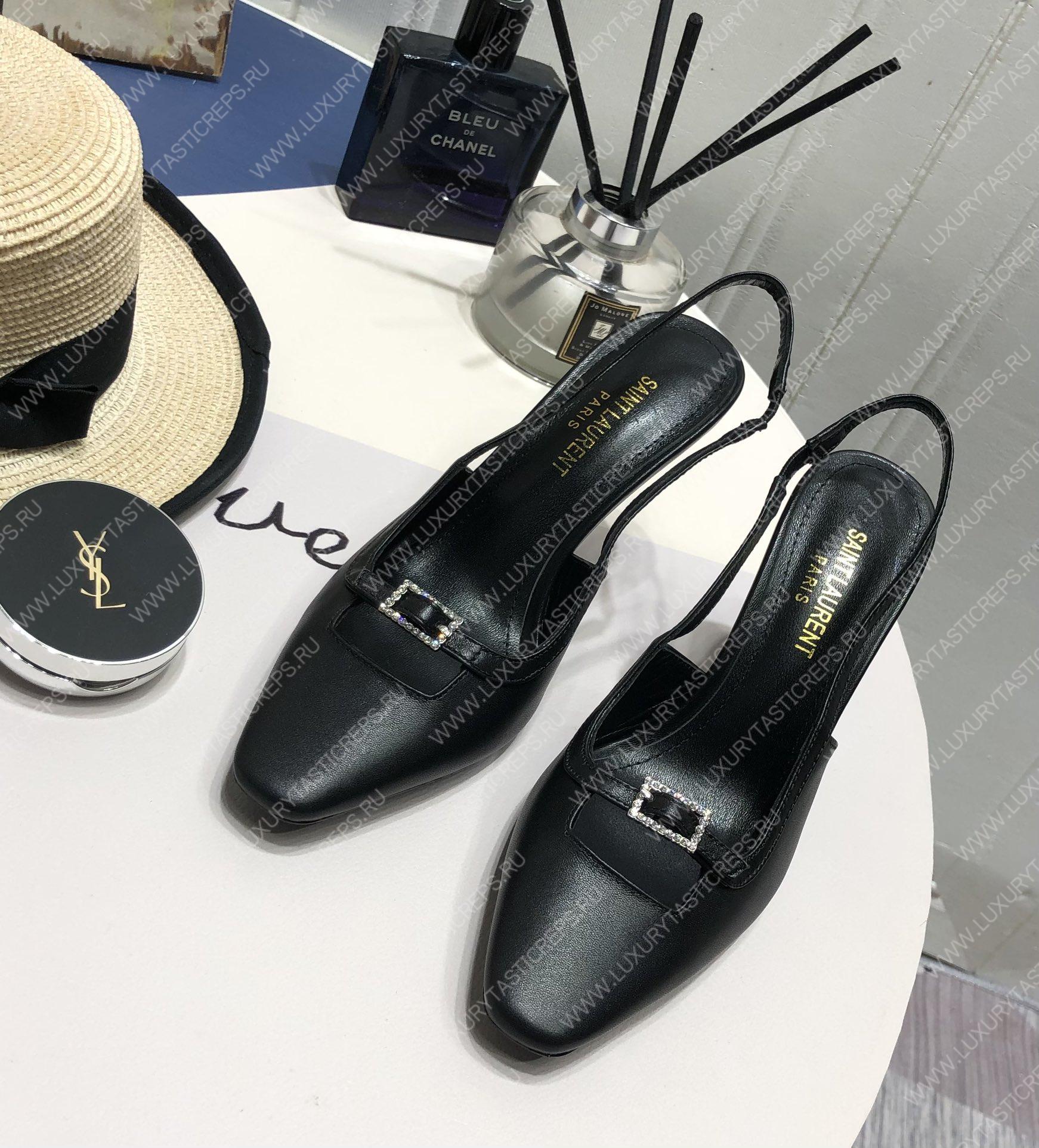 YVES SAINT LAURENT BLADE SLINGBACK PUMPS BLACK 660540AKPNN1000