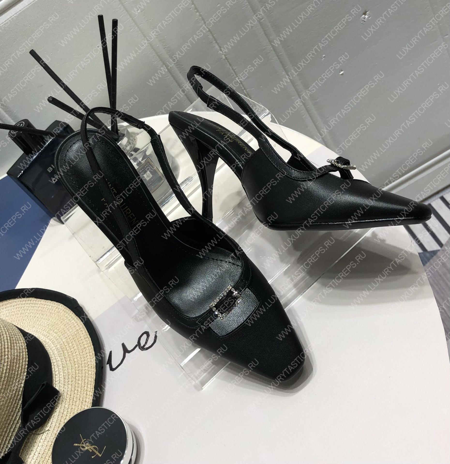 YVES SAINT LAURENT BLADE SLINGBACK PUMPS BLACK 660540AKPNN1000