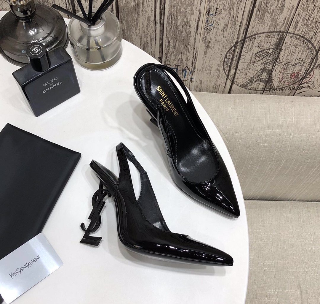 YVES SAINT LAURENT KISS LEATHER SLINGBACK PUMPS BLACK 16475973