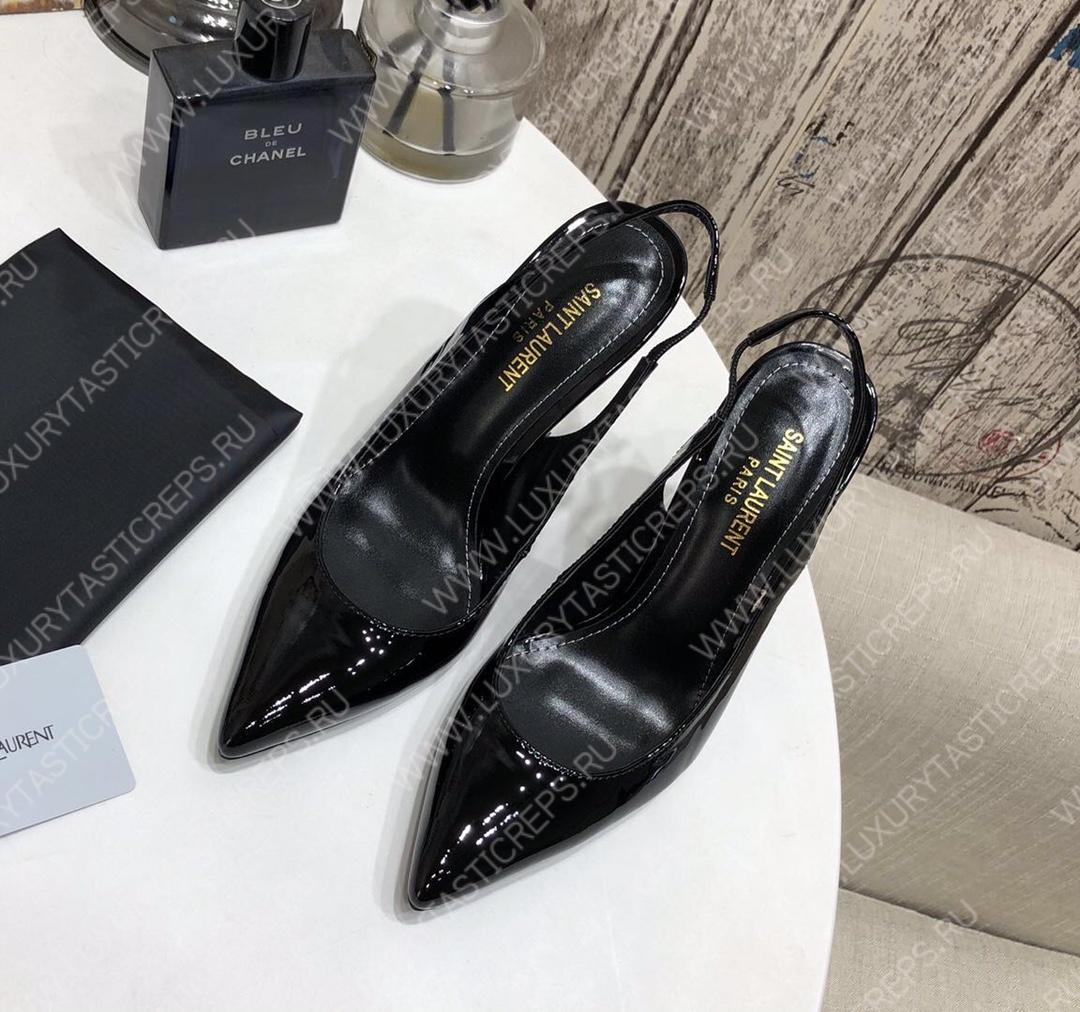 YVES SAINT LAURENT KISS LEATHER SLINGBACK PUMPS BLACK 16475973