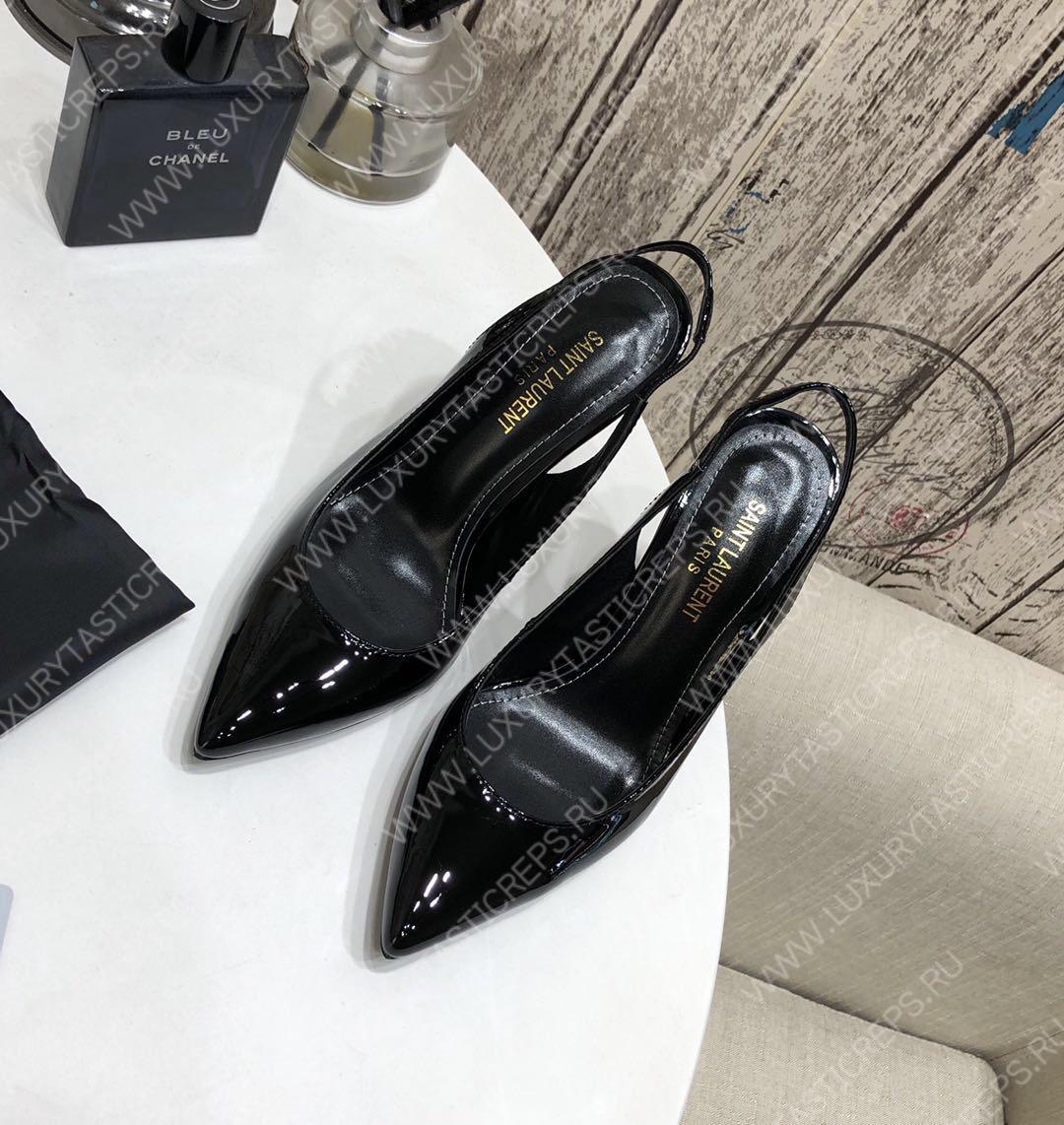YVES SAINT LAURENT KISS LEATHER SLINGBACK PUMPS BLACK 16475973