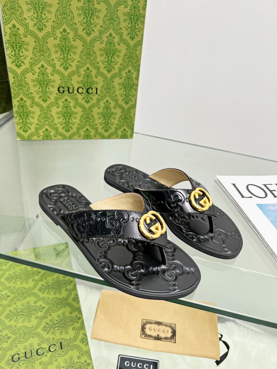 G*u*i gg thong web sandal black 612138