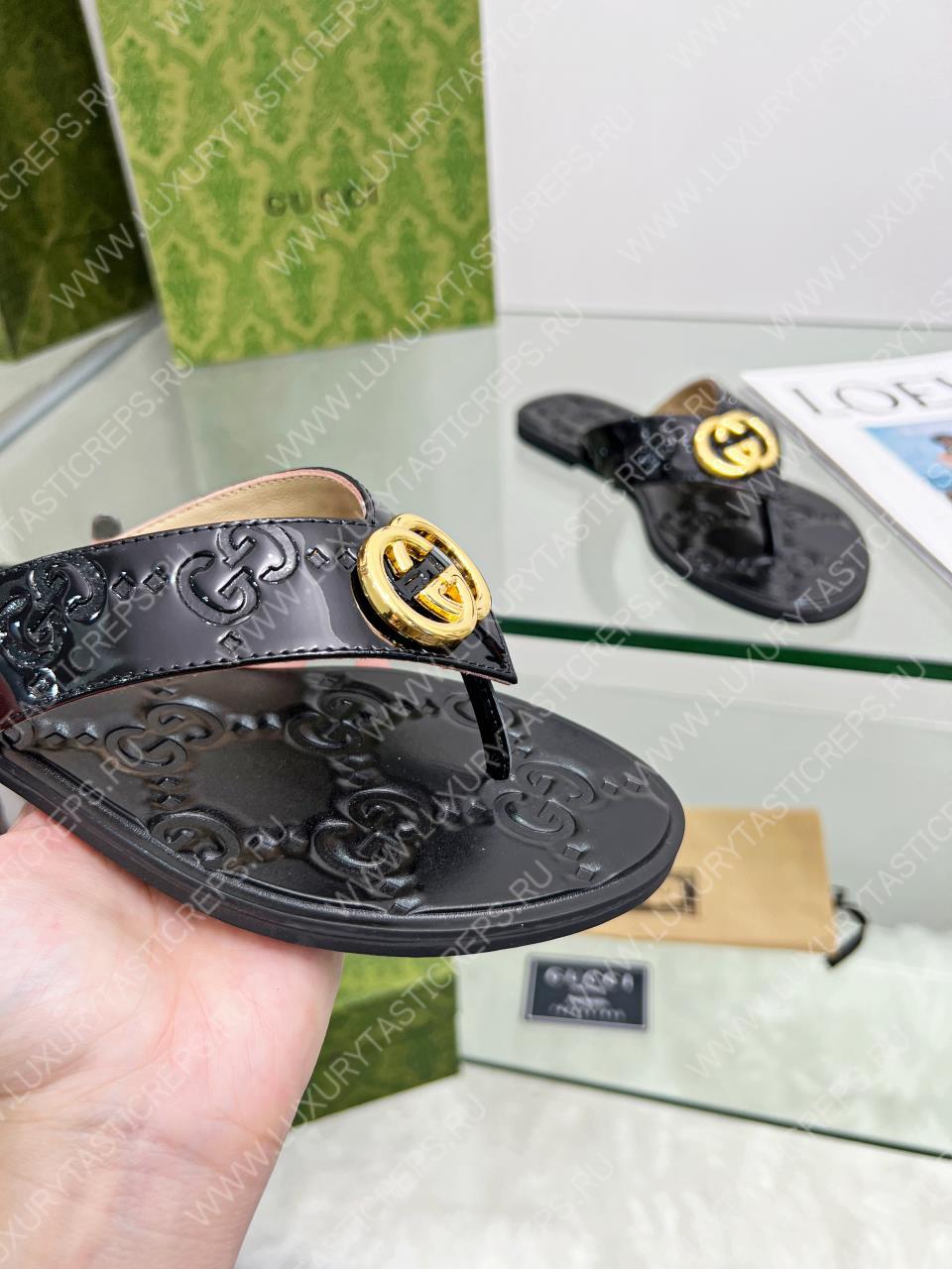 G*u*i gg thong web sandal black 612138