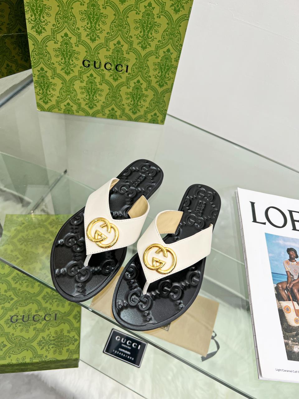 G*u*i gg thong web sandal white 612138
