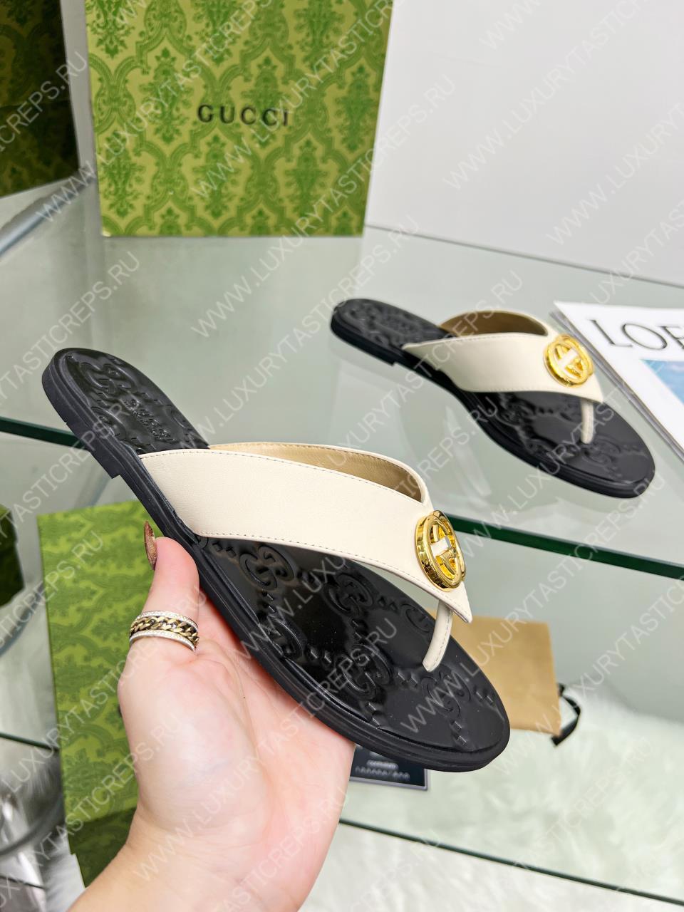 G*u*i gg thong web sandal white 612138