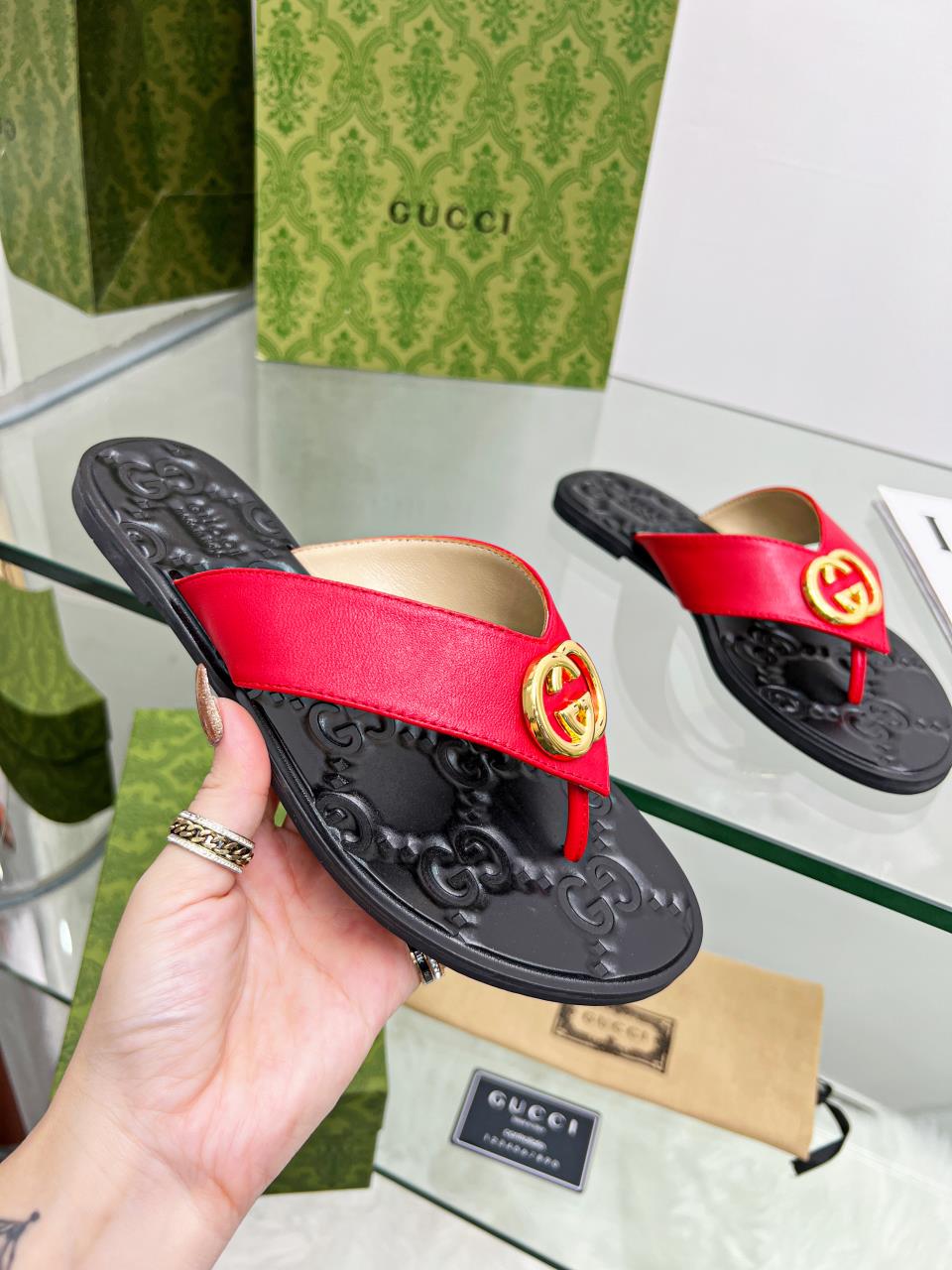 G*u*i gg thong web sandal red 612138