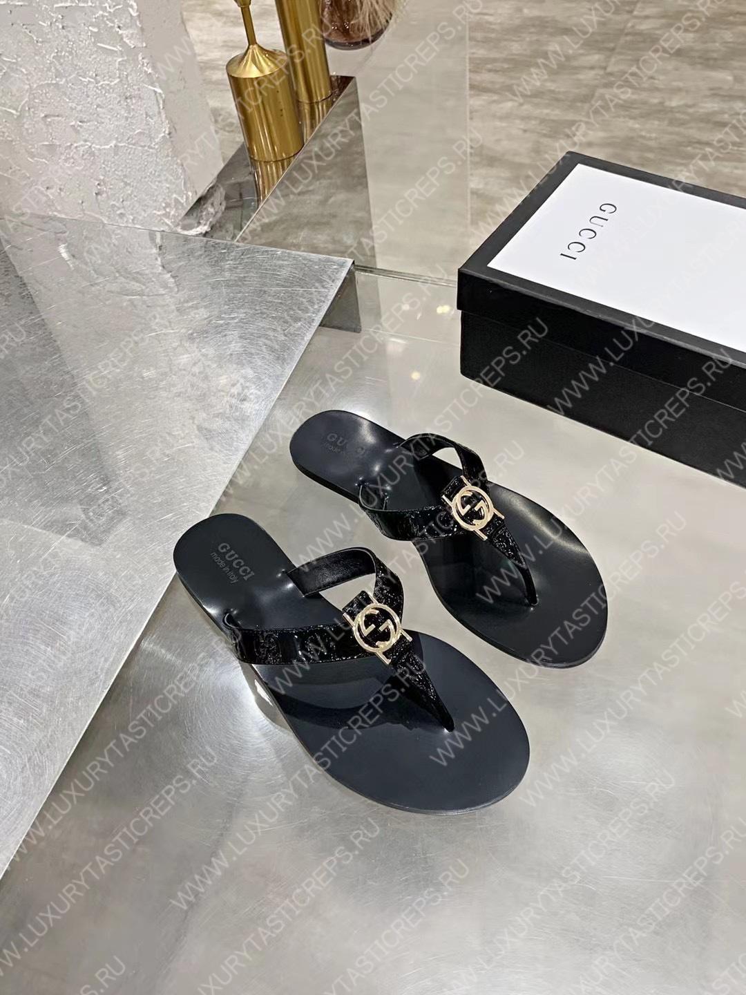 G*u*i gg black thong sandals black 612138