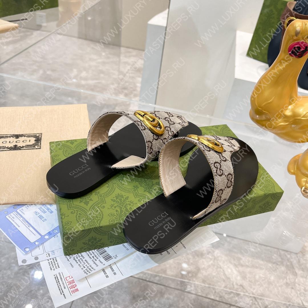 G*u*i blondie thong sandal beige & camel 739048