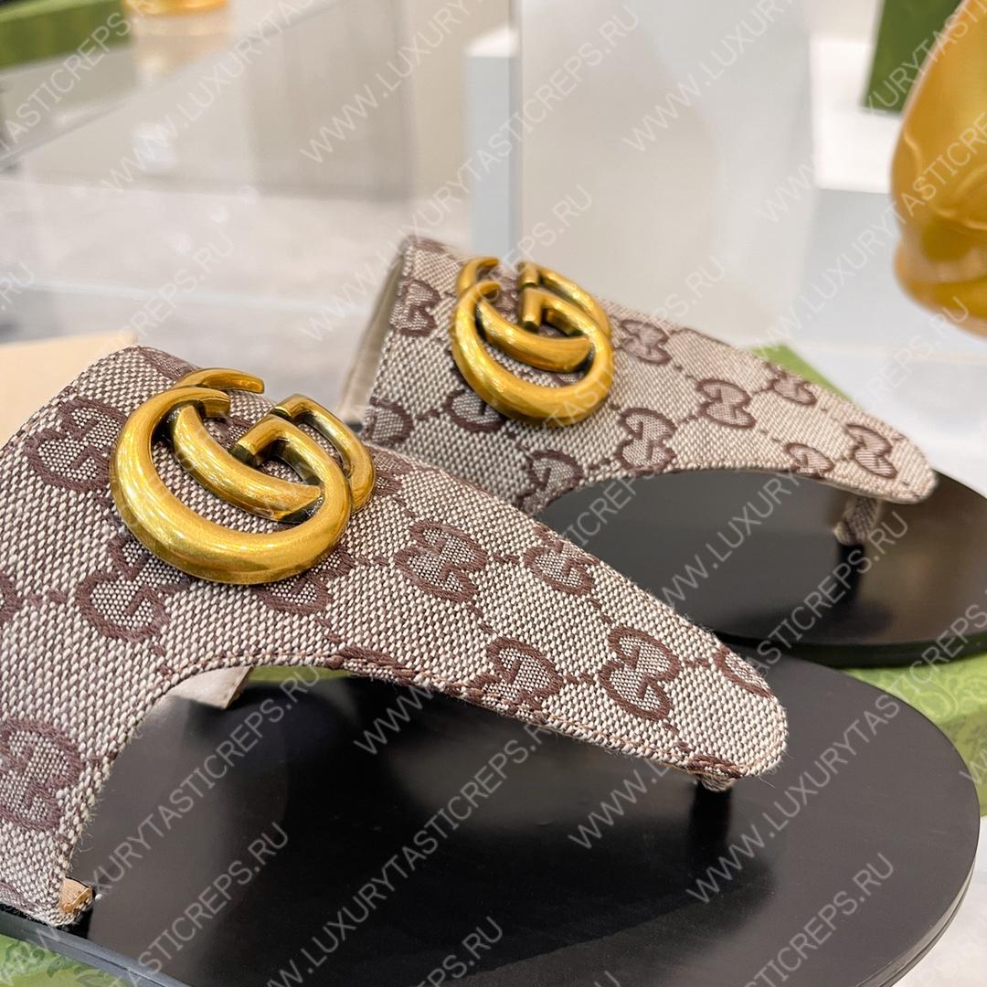 G*u*i blondie thong sandal beige & camel 739048