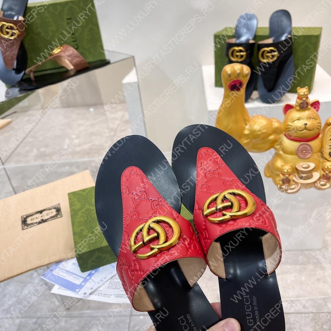 G*u*i interlocking g thong sandal red 739048