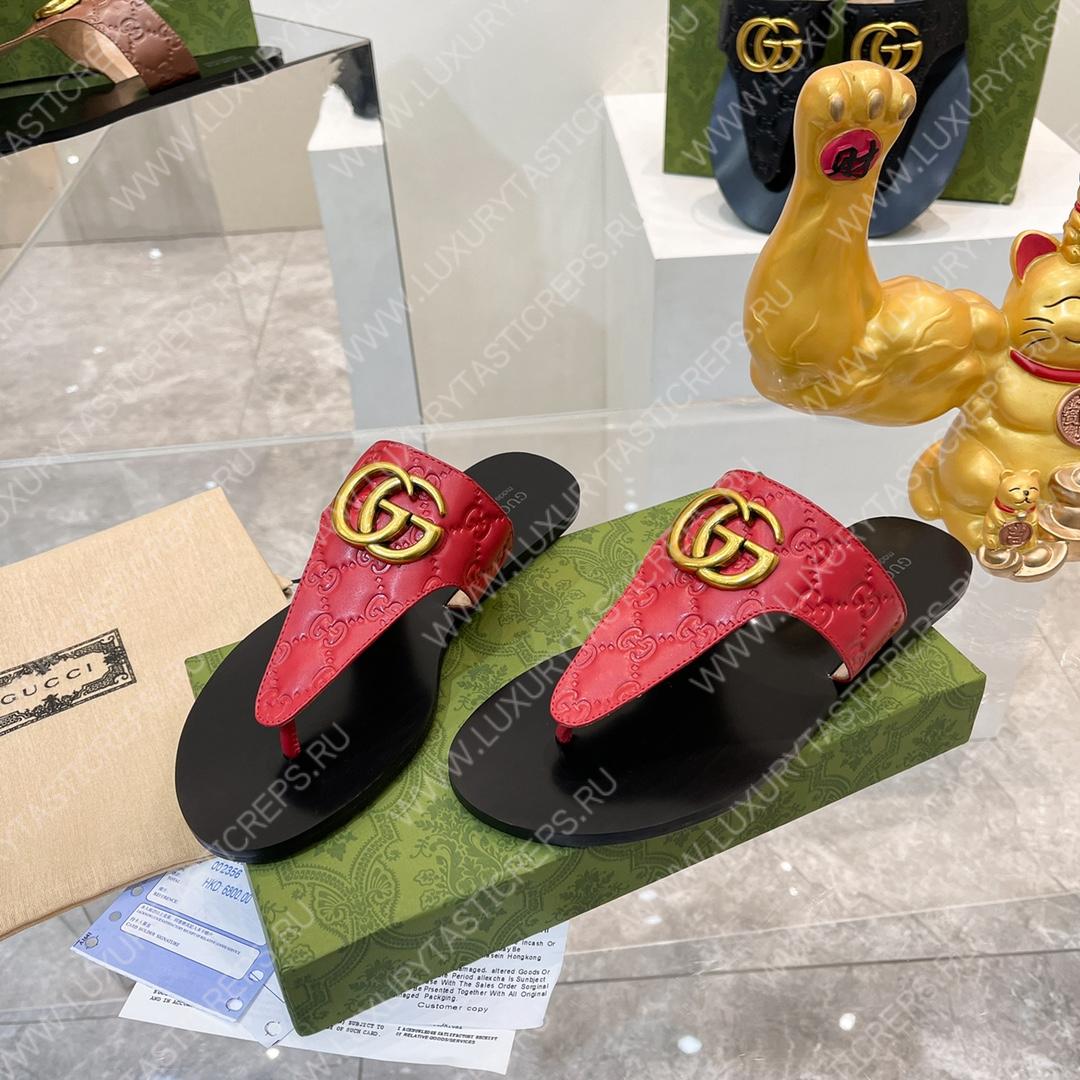 G*u*i interlocking g thong sandal red 739048