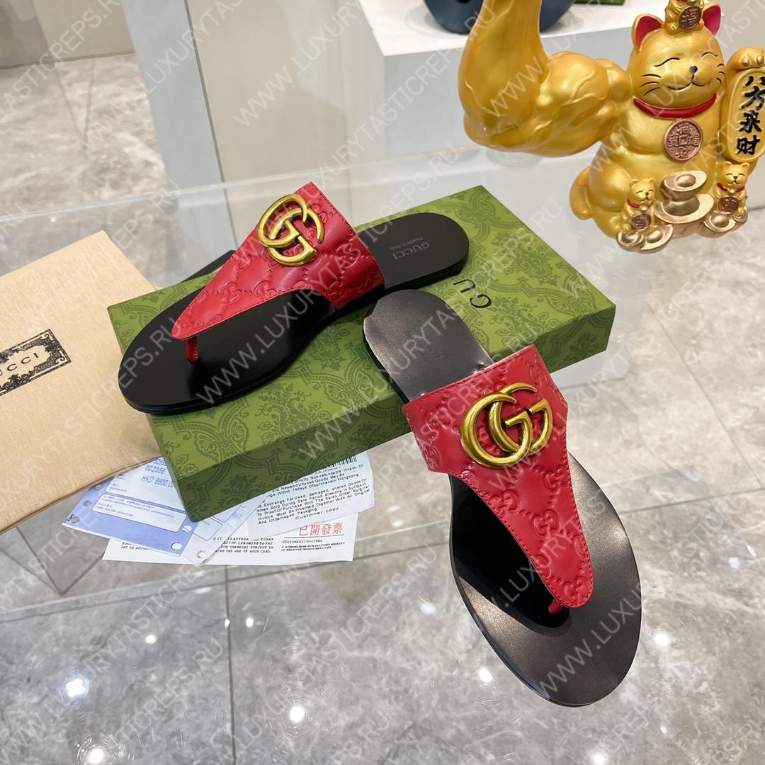 G*u*i interlocking g thong sandal red 739048