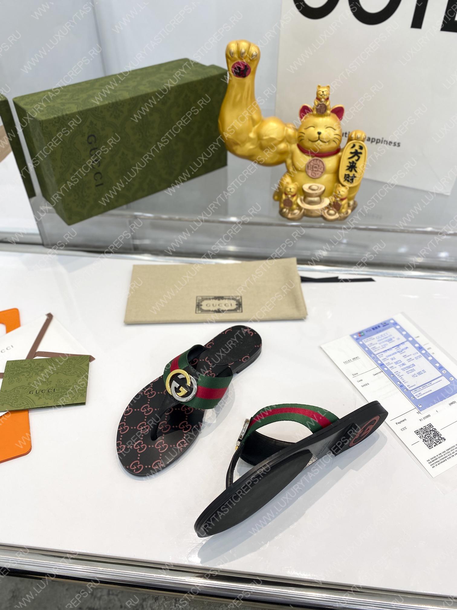 G*u*i gg thong web sandal green and red 612138