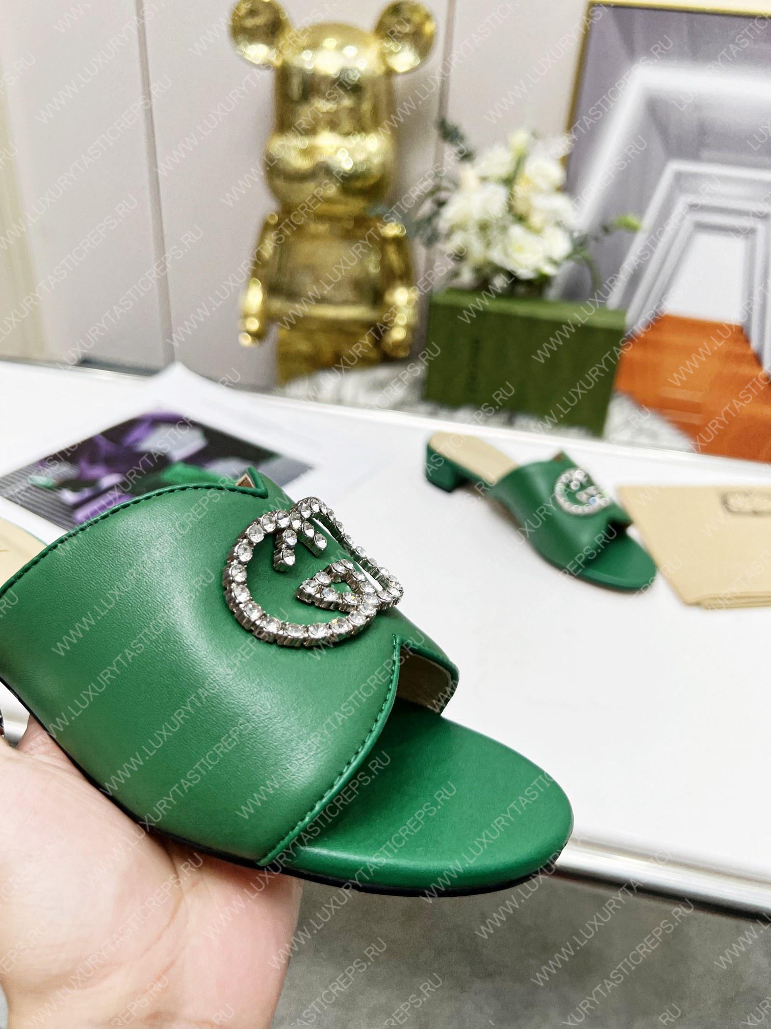 G*u*i bruce sandals silk leather green 690284b8b204862