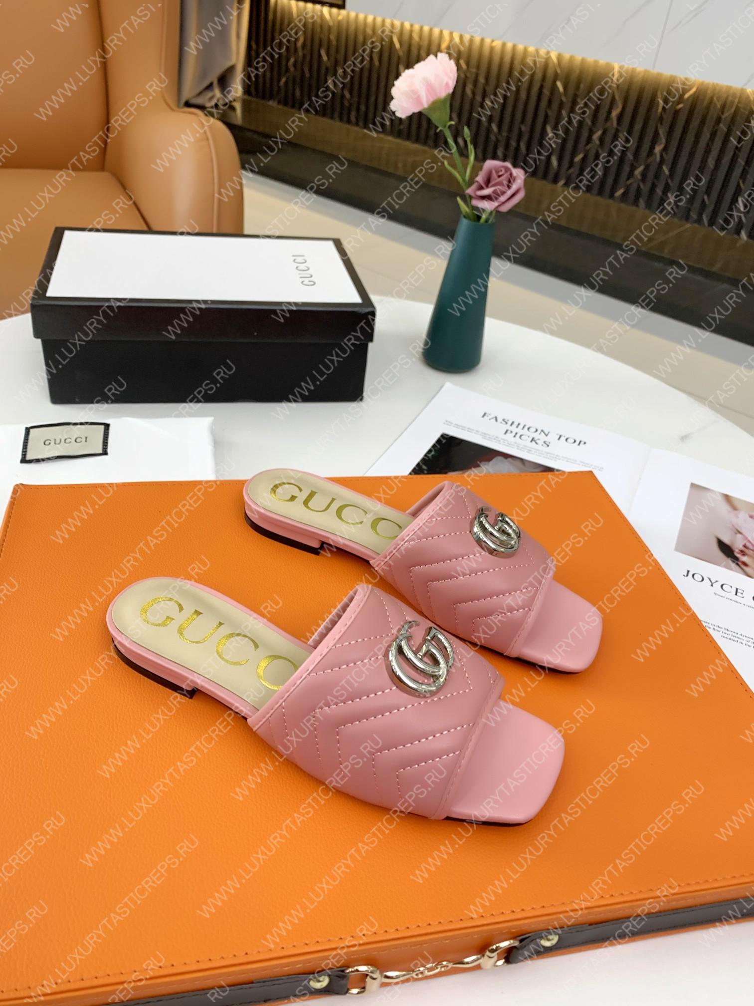 G*u*i double g open toe sandals leather rose pink 15425109