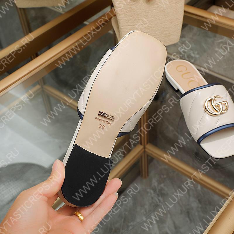 G*u*i leather white mules 26327290