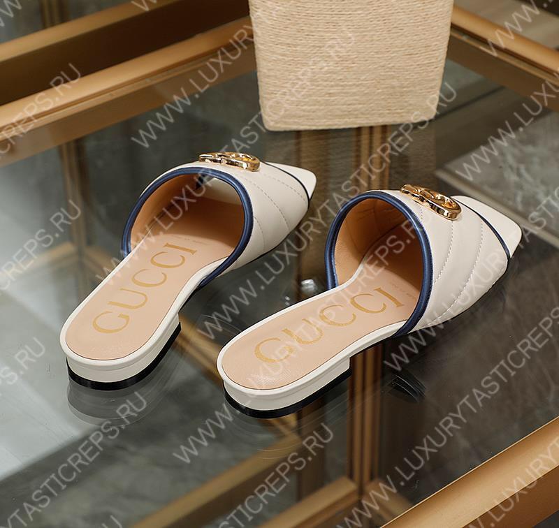 G*u*i leather white mules 26327290