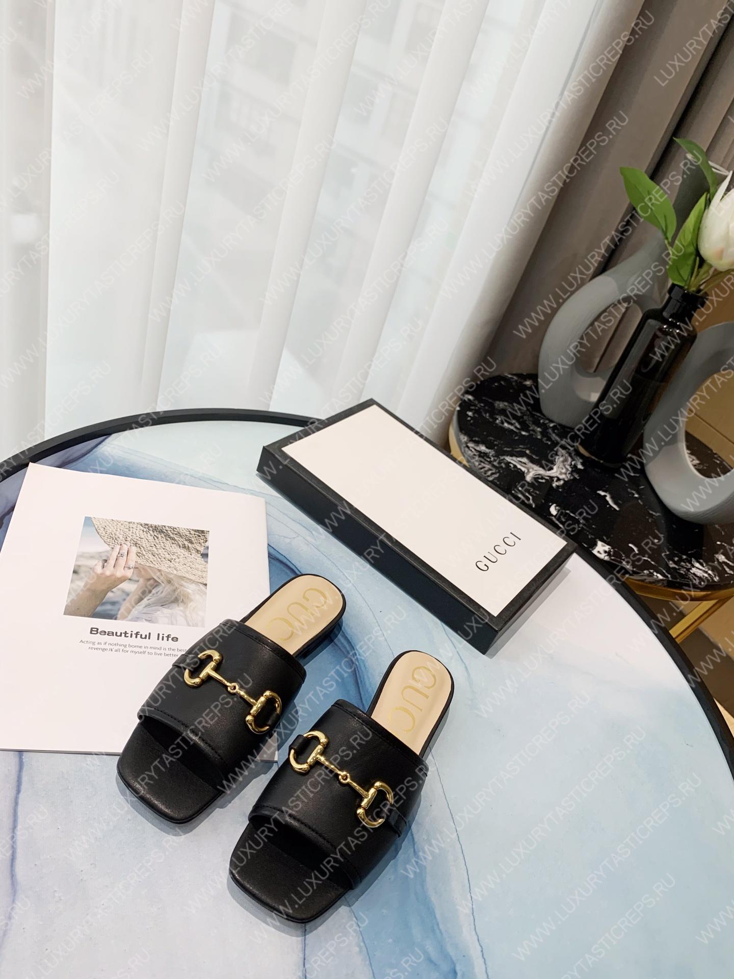 G*u*i double g leather sandals black p00535868