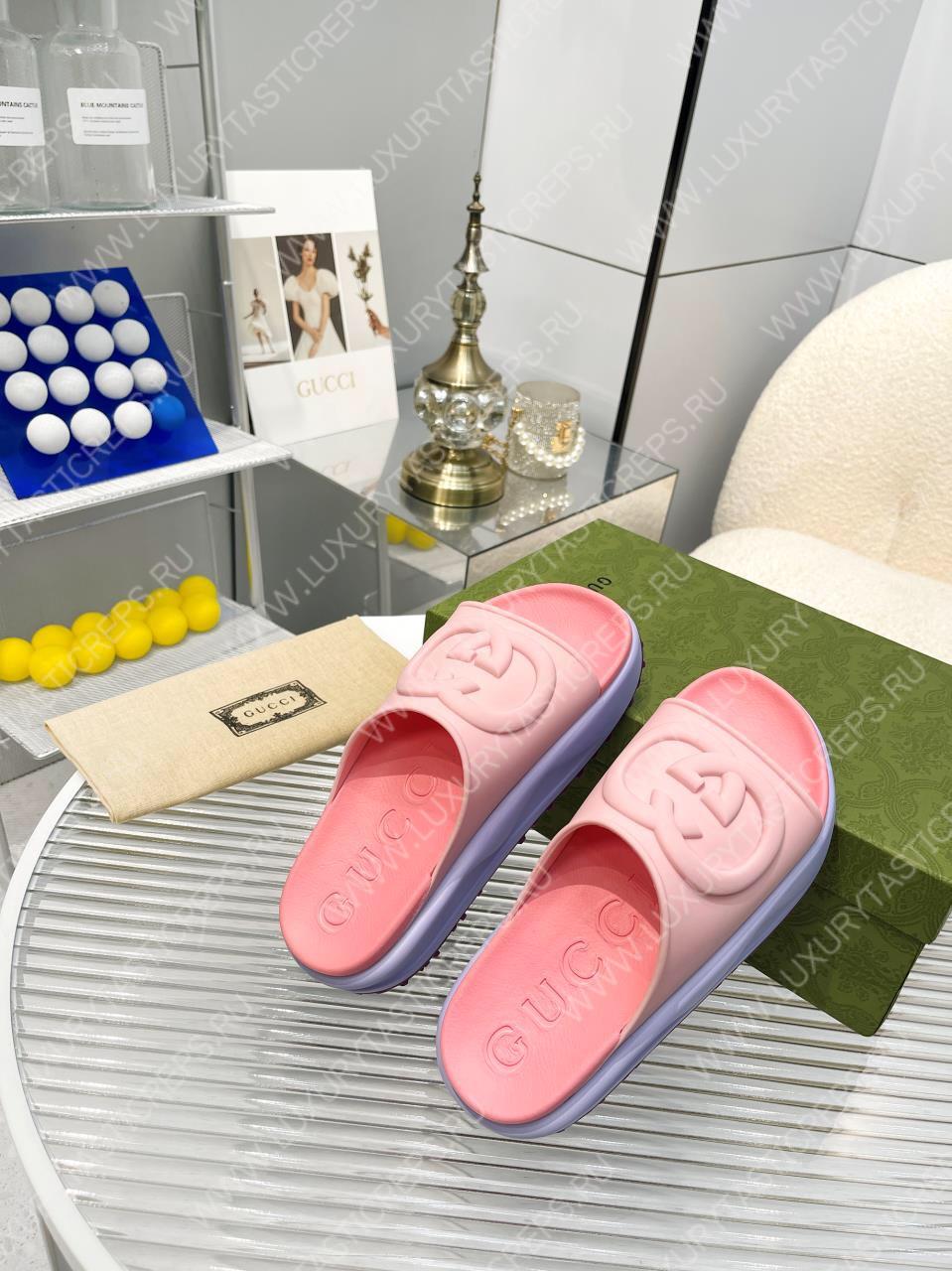 G*u*i slide sandal pink & purple 692845