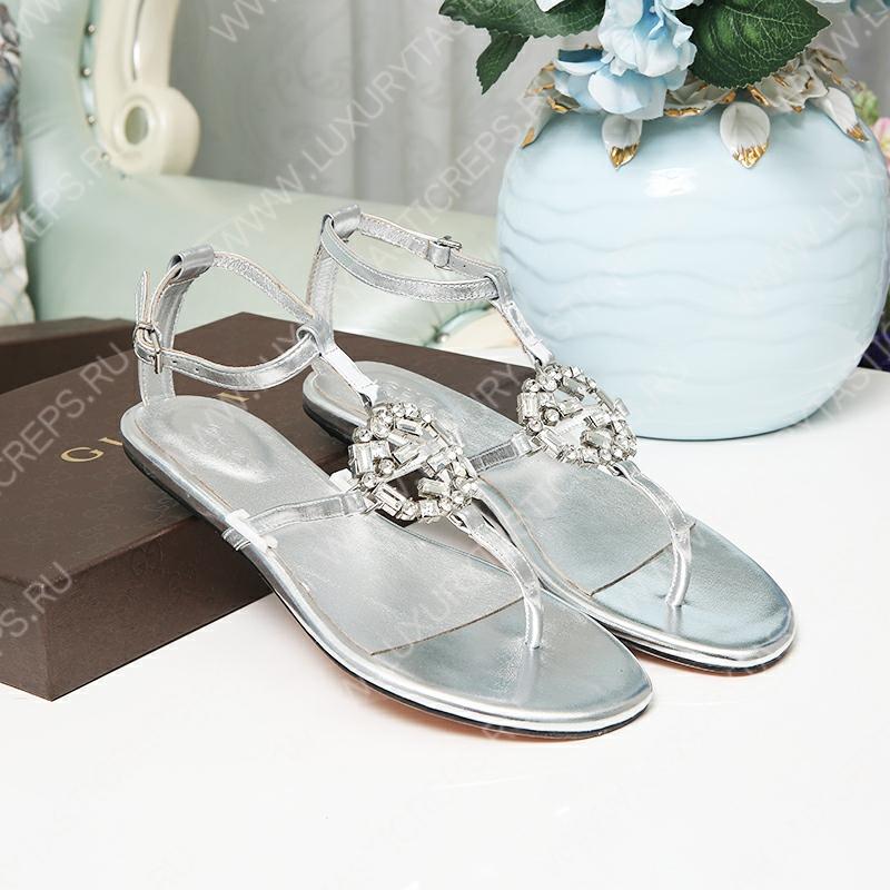 G*u*i gg sparkling thong flat sandal gold, silver and black 497444