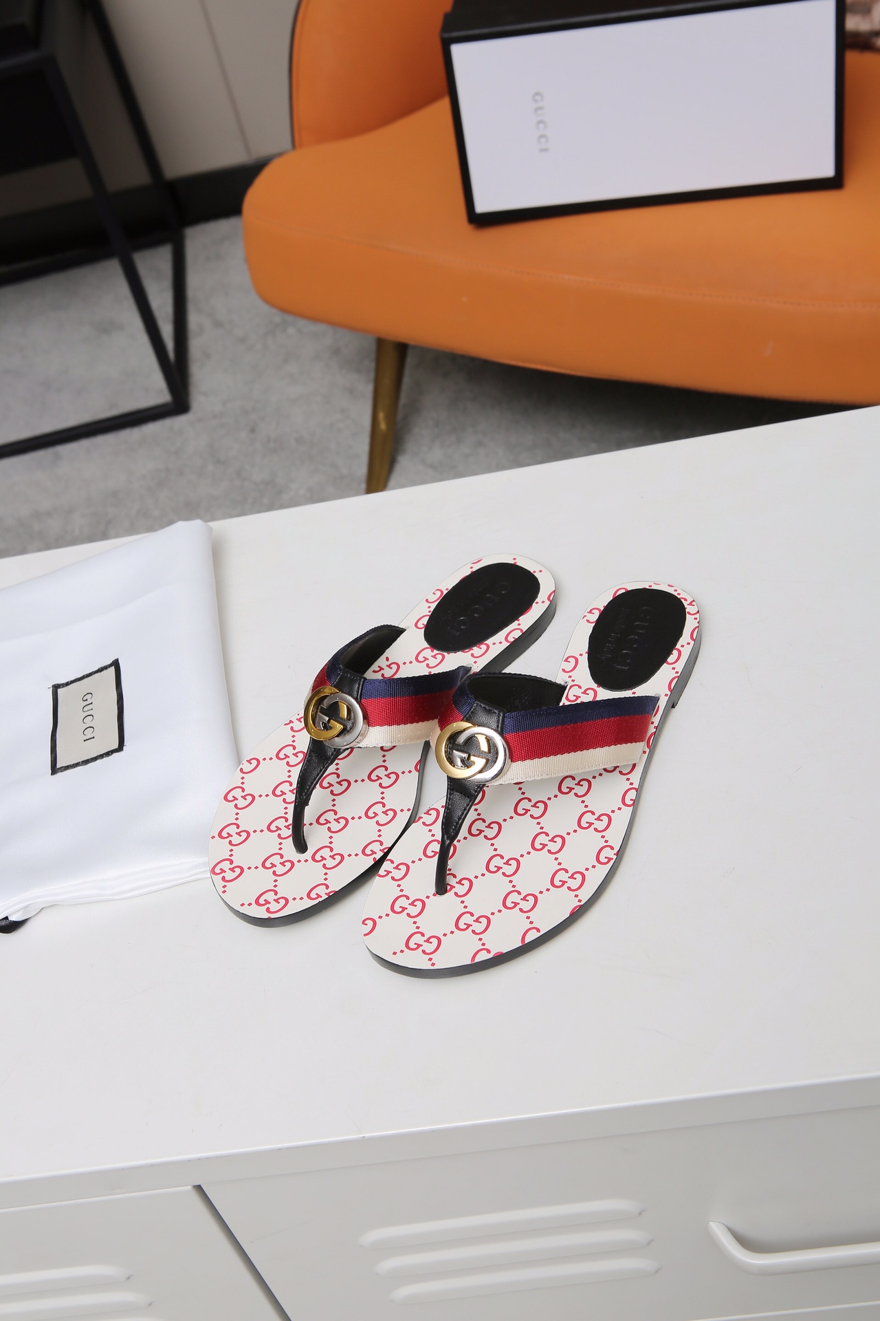 G*u*i gg web sandals blue/red/white 612138