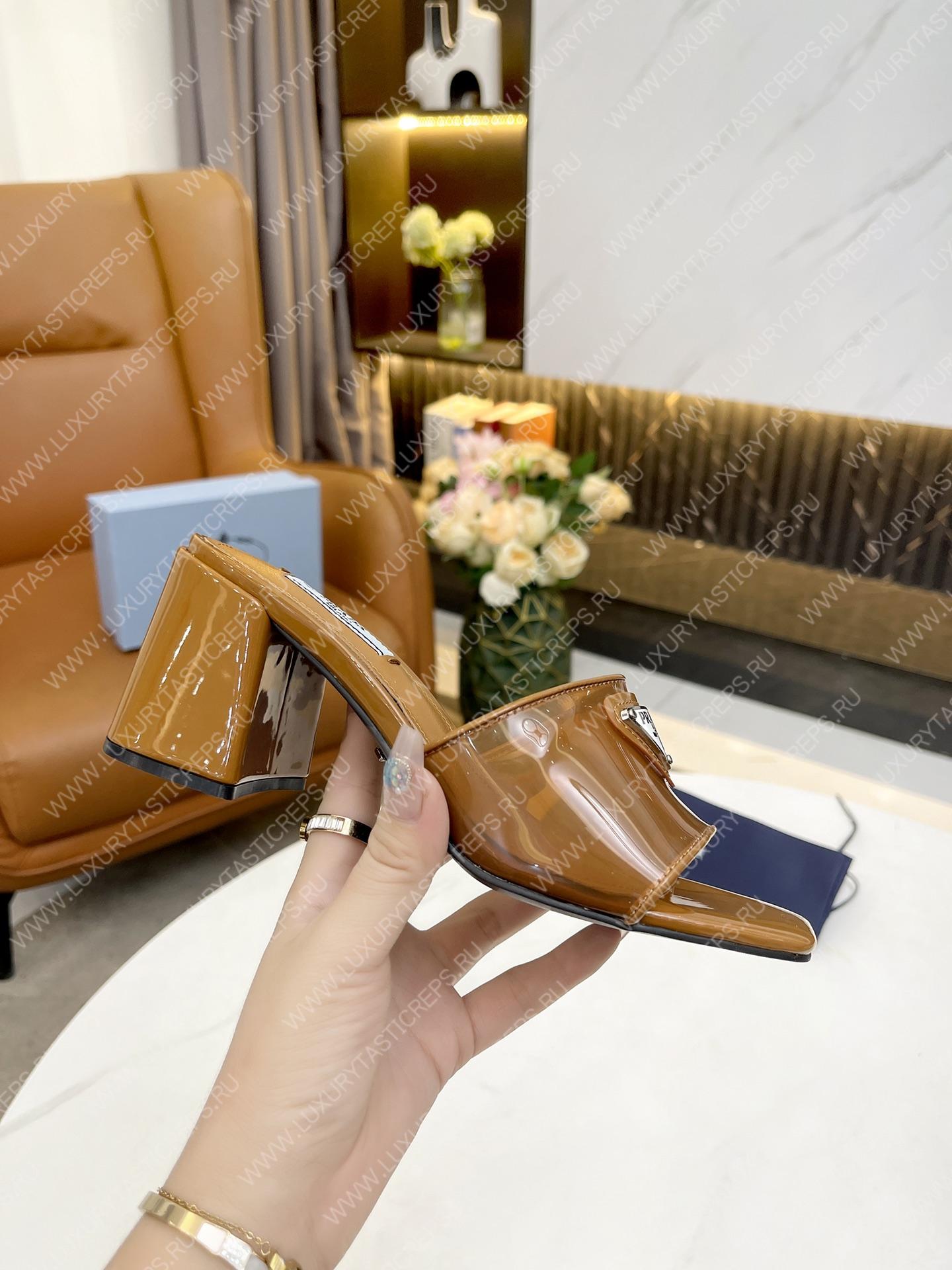 Pra*a plexiglas and patent leather brown 1xx644
