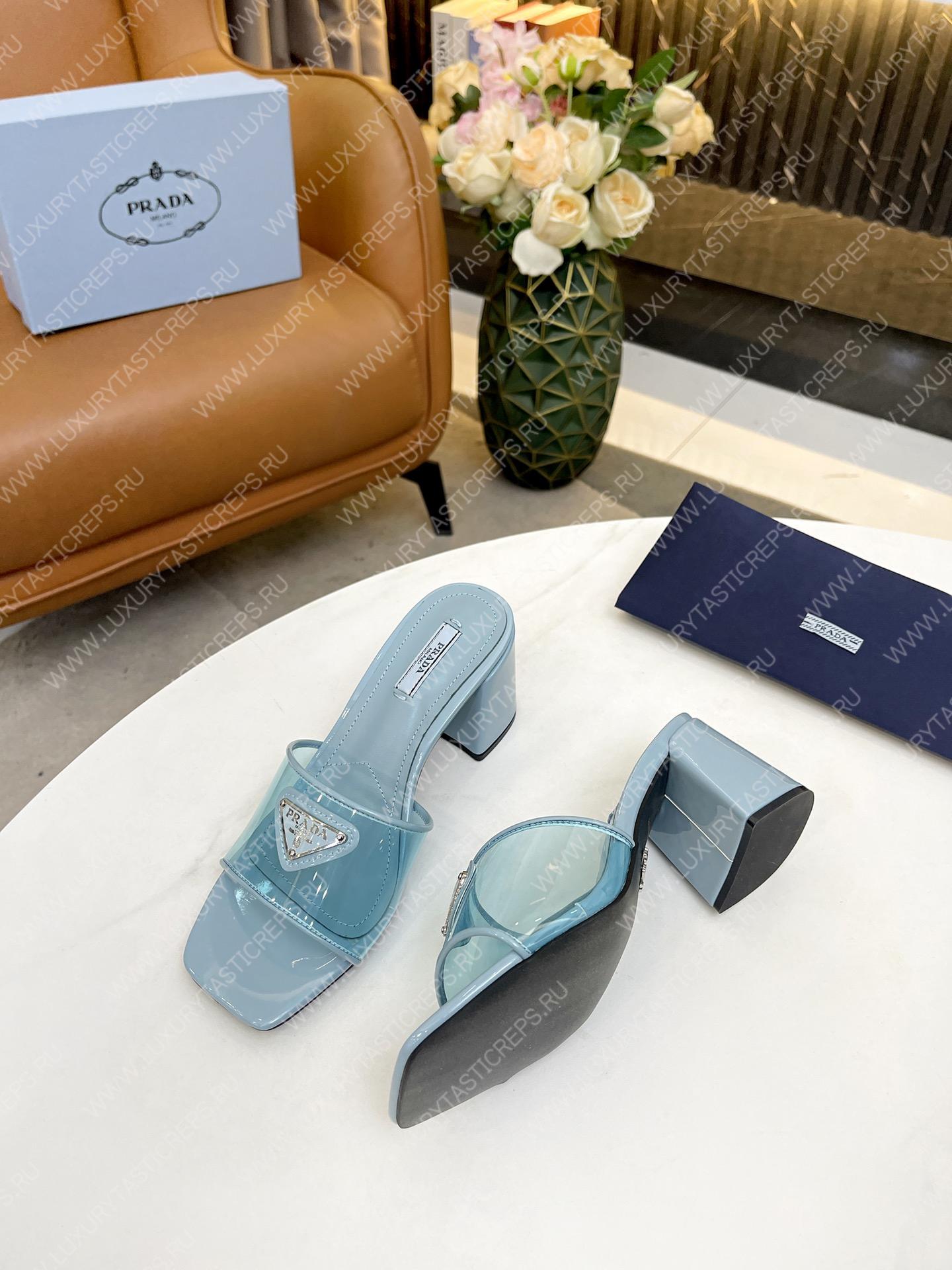 Pra*a plexiglas & patent leather sandals light blue 1xx644