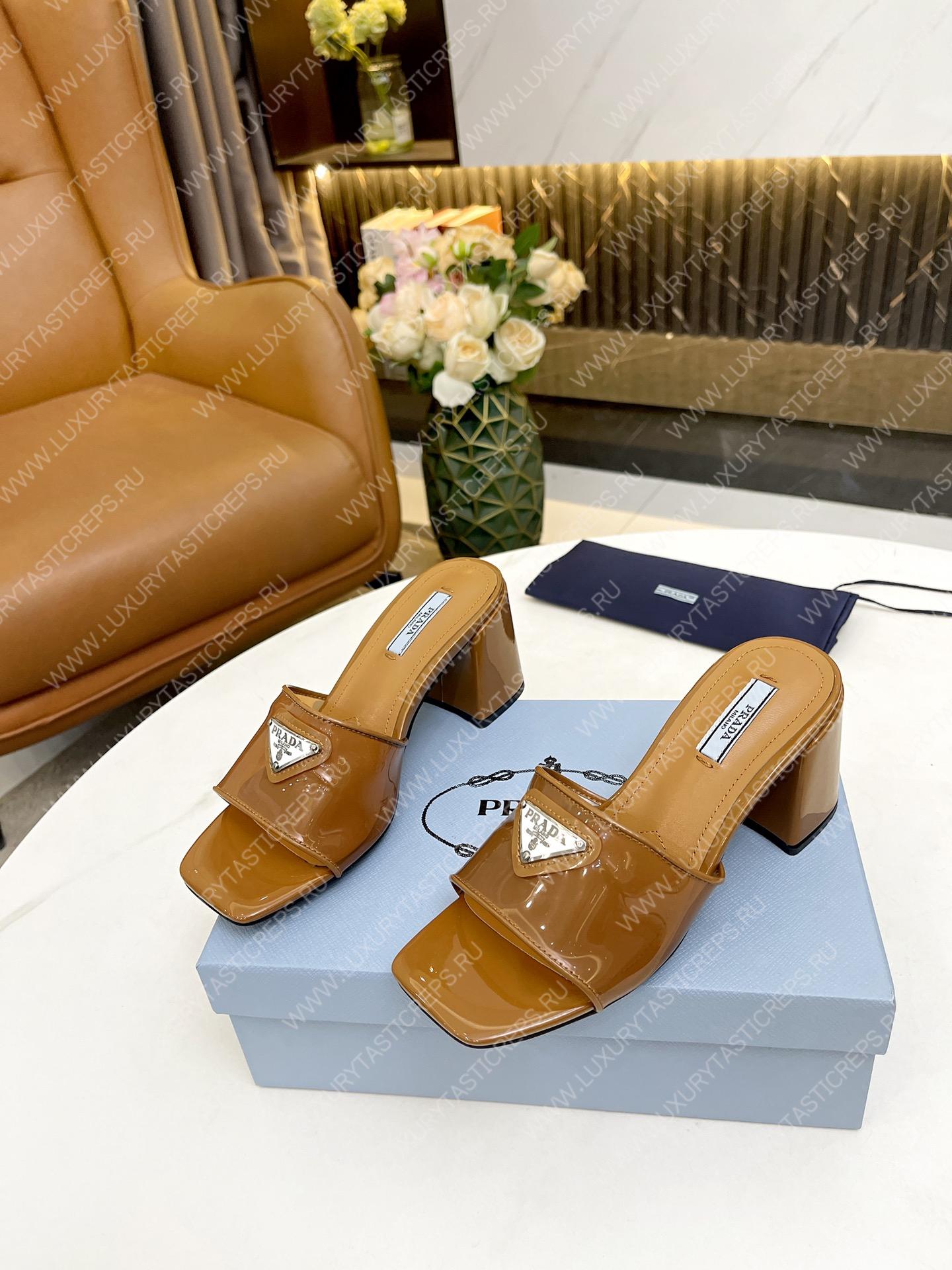 Pra*a plexiglas & patent leather sandals brown 1xx644