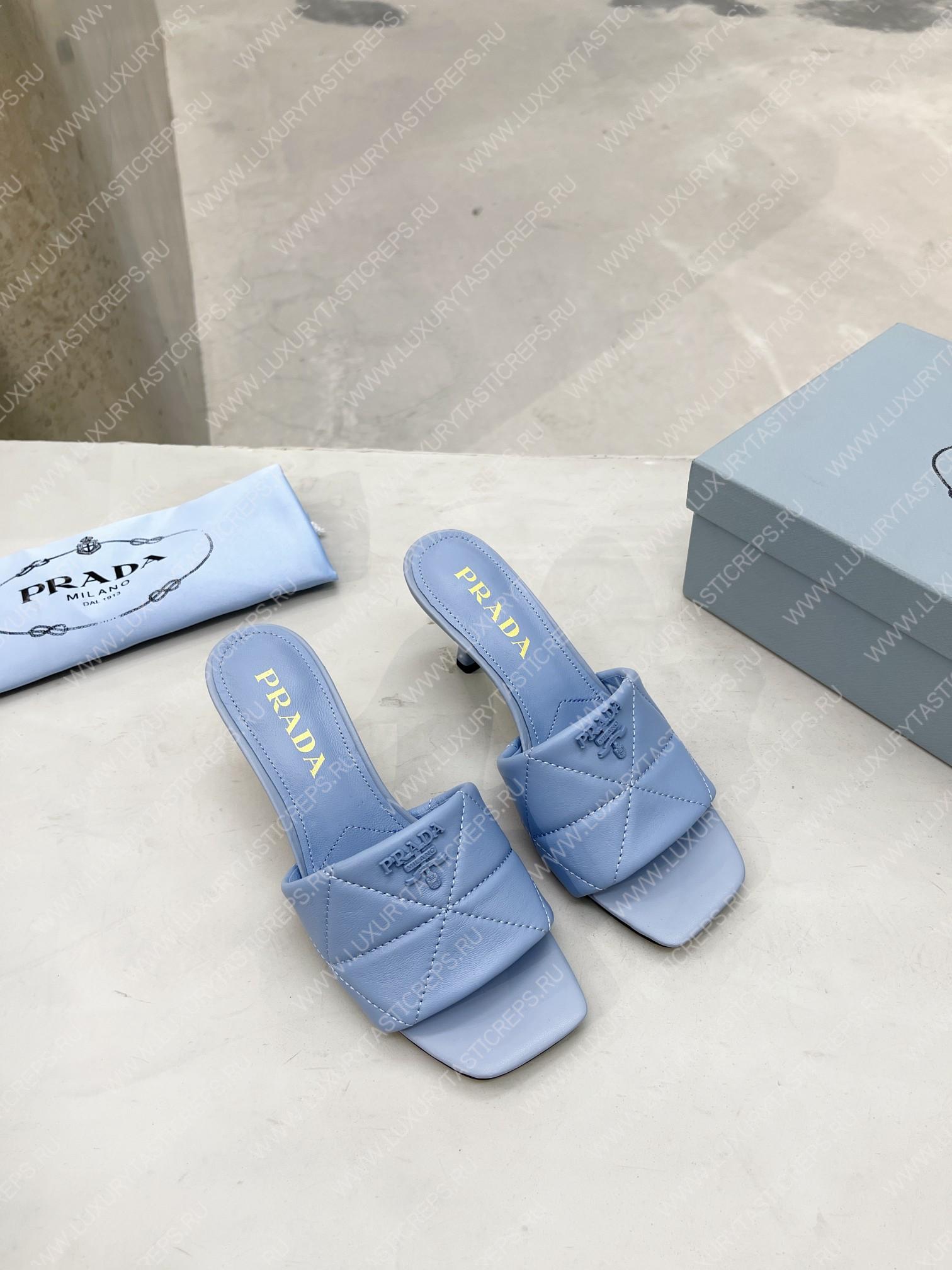 Pra*a quilted nappa leather heeled sandals light blue 1xx583