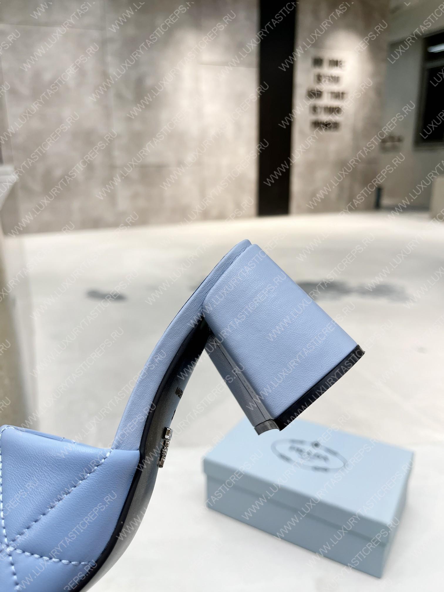 Pra*a quilted nappa leather heeled sandals light blue 1xx583