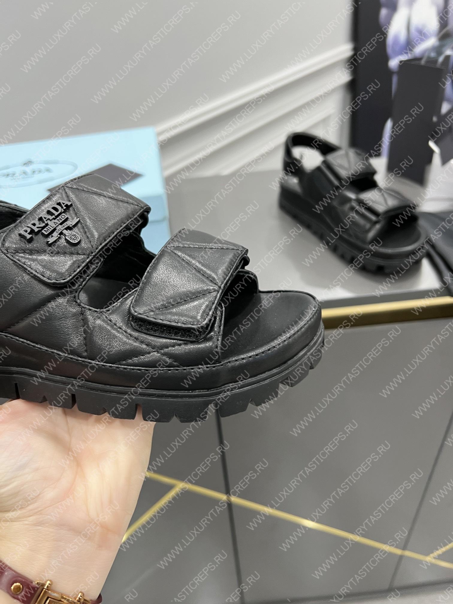 Pra*a padded nappa leather sandals black leather 1x721m