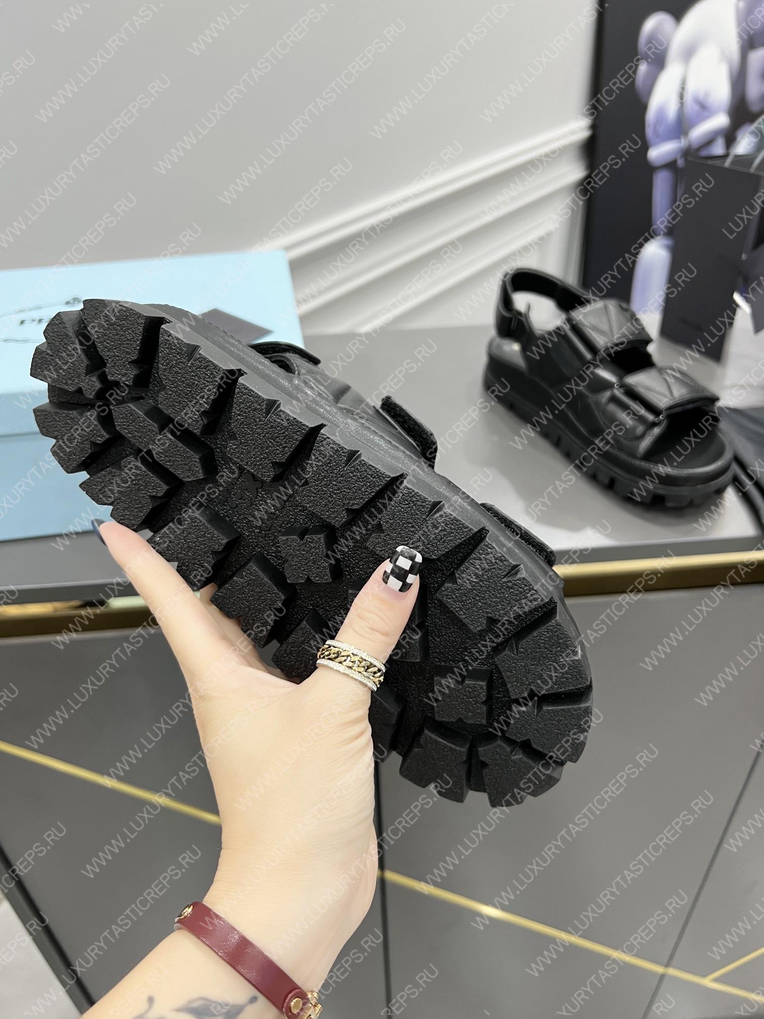 Pra*a padded nappa leather sandals black leather 1x721m