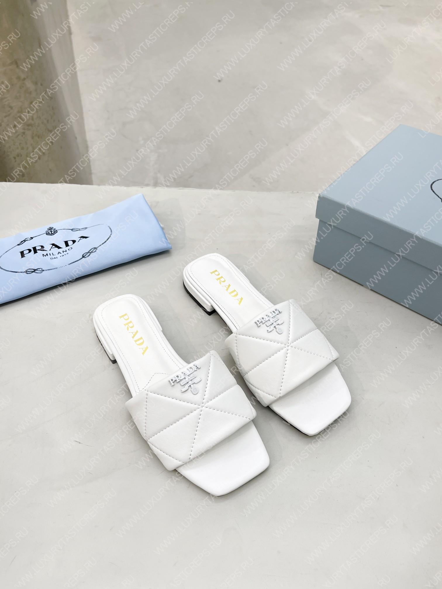 Pra*a quilted nappa leather sabots white 1xx583