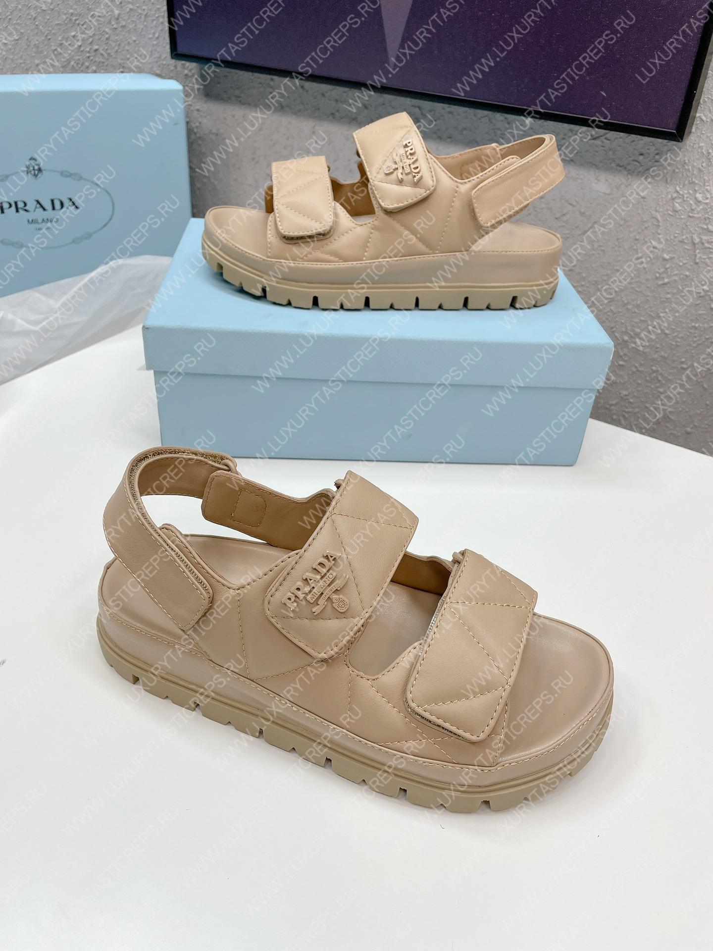 Pra*a padded nappa leather sandals desert beige 1x721m