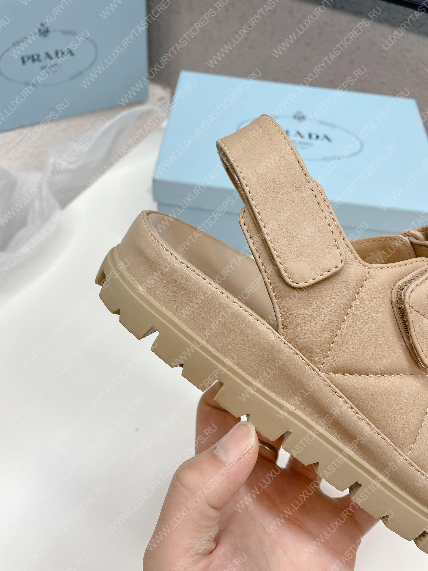 Pra*a padded nappa leather sandals desert beige 1x721m