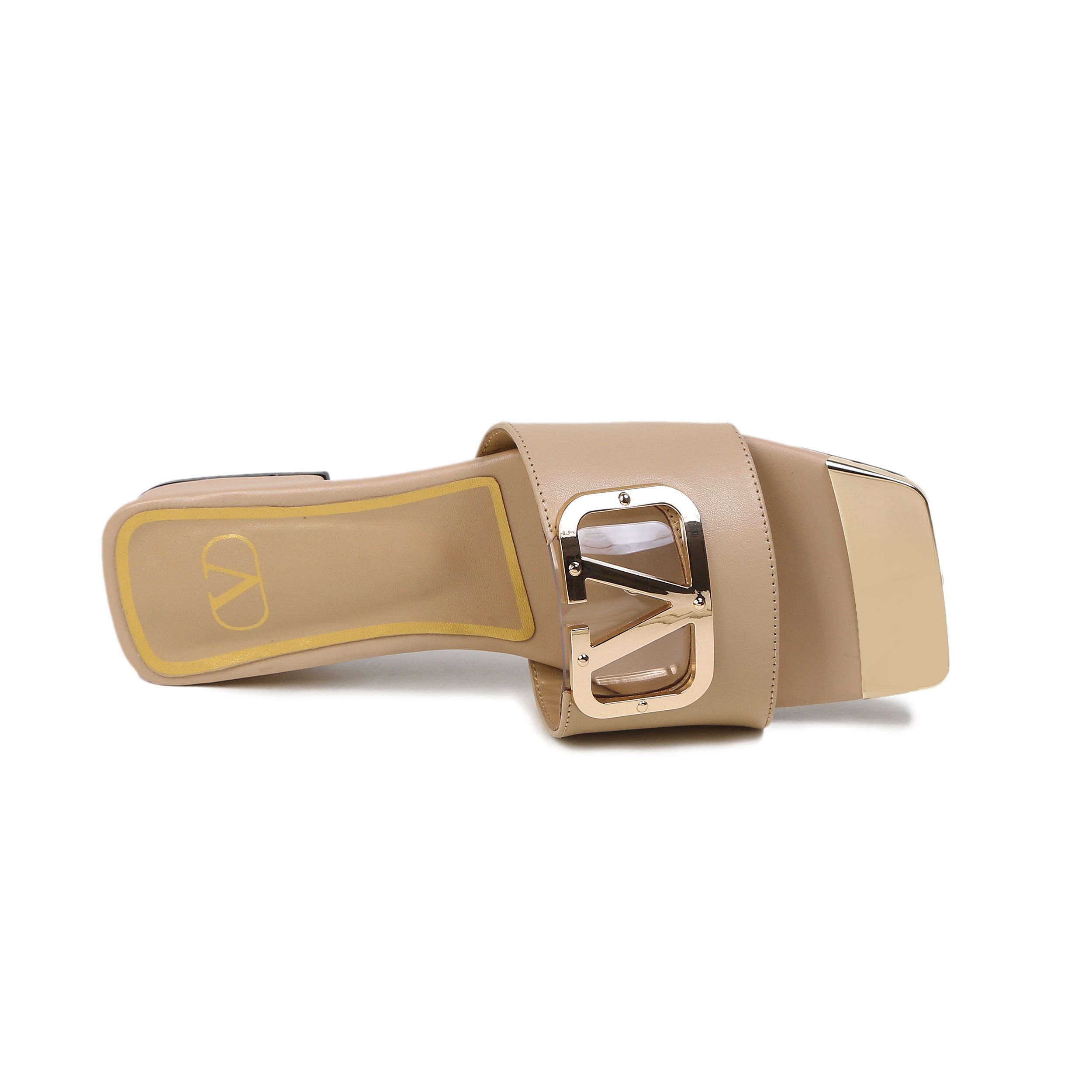 VALENTINO VLOGO SIGNATURE SLIDE SANDAL FAWN ZW2S0M21HWS0CR