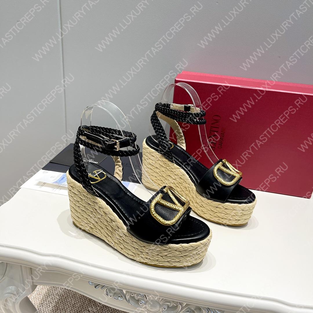 VALENTINO ANKLE STRAP WEDGE SANDAL BLACK 2W2S0F95BAE0NO