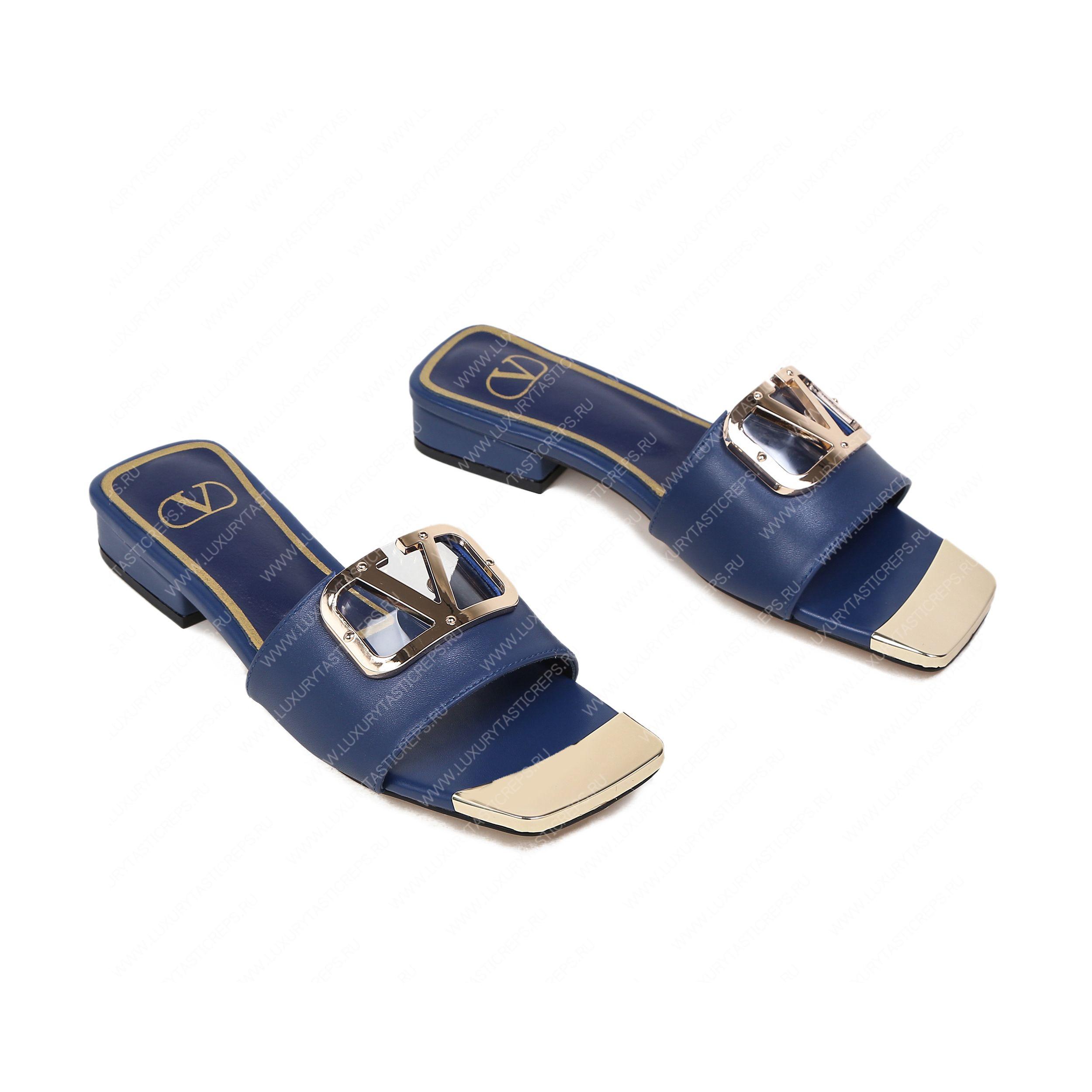 VALENTINO VLOGO SIGNATURE SLIDE SANDAL BLUE ZW2S0M21HWS0CR