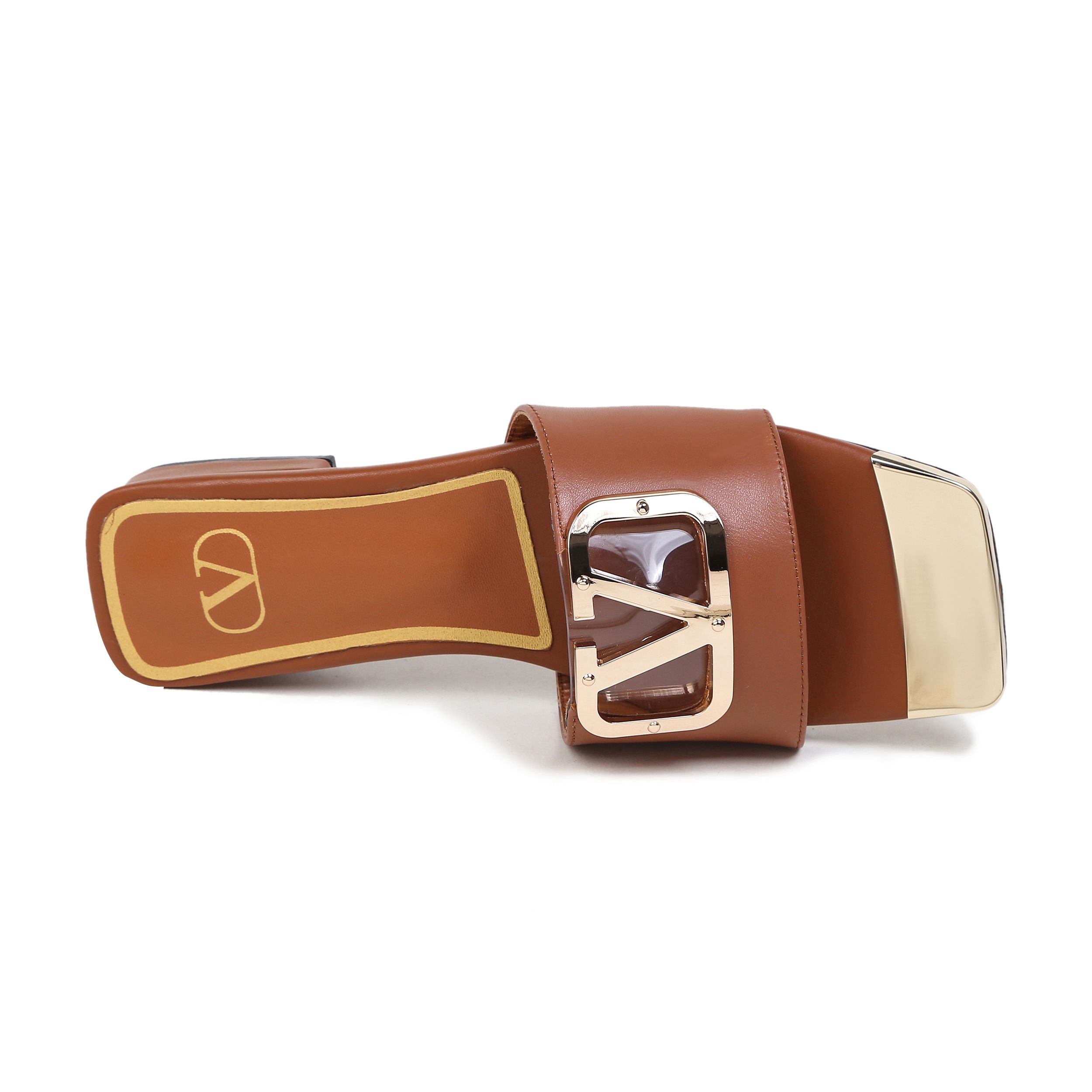 VALENTINO VLOGO SIGNATURE SLIDE SANDAL BROWN ZW2S0M21HWS0CR
