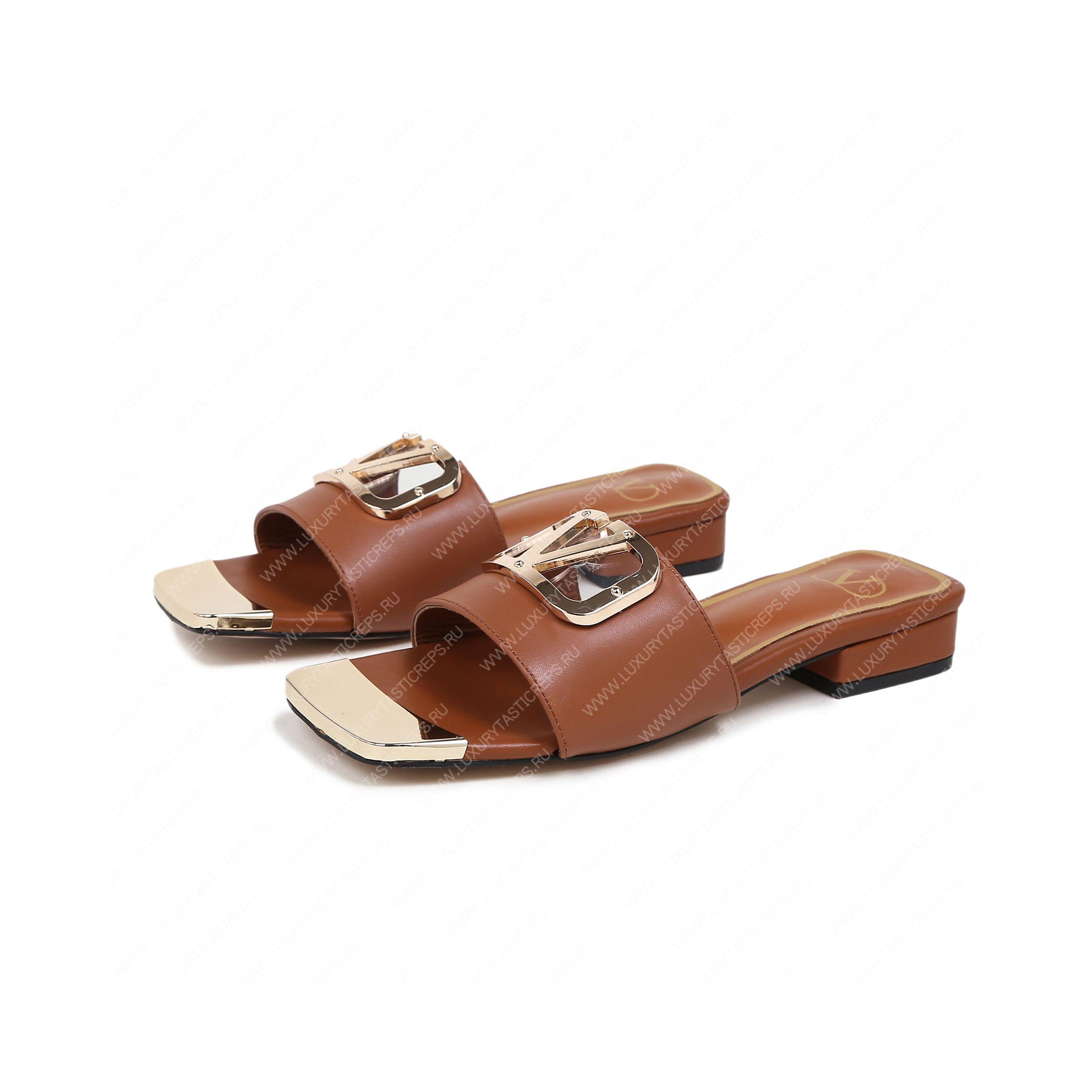 VALENTINO VLOGO SIGNATURE SLIDE SANDAL BROWN ZW2S0M21HWS0CR