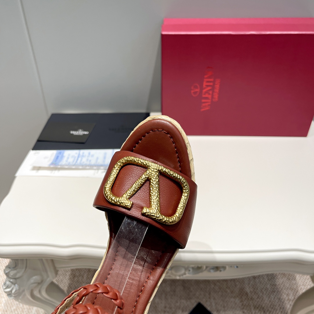 VALENTINO ANKLE STRAP WEDGE SANDAL TAN 2W2S0F95BAE0NO